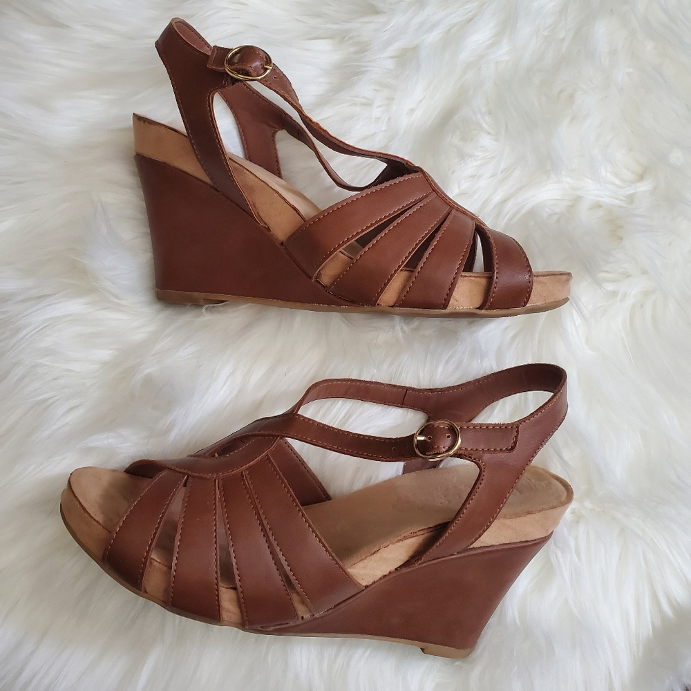 Bamboo Strappy Wedges